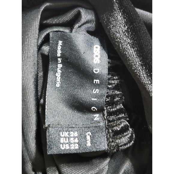 ASOS Curve Size 22 Black Velvet Pleated Maxi Dress Cutout Back - Picture 10 of 11